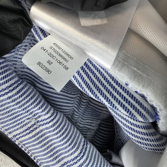 Chico's Pants Womens 8 Blue White Striped Straight Leg Stretch Side Slit Hem - Picture 13 of 14